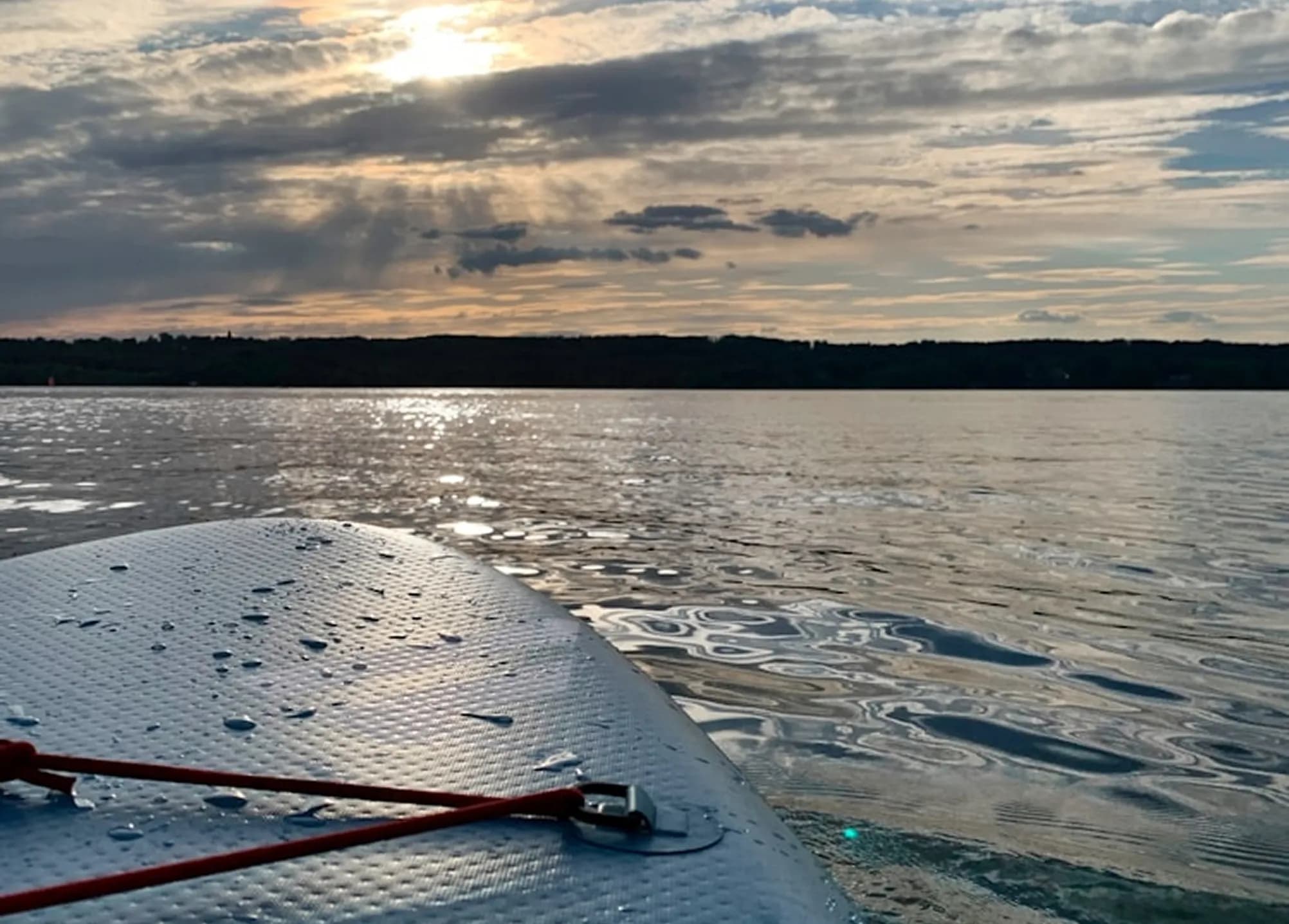 Swimming on rafts and jumping into the lake